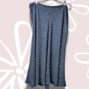 30.$10-XL(16)-JONES NEW YORK 100% Silk Long Midi Swing Skirt Black/Gold